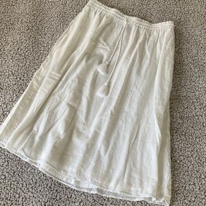 Talbots Petite White 100% Cotton A-Line Midi Skirt Medium